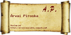 Árvai Piroska névjegykártya